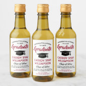 Afstuderen grats Modern Red White en Black Mini Wijn Etiket (Flessen)