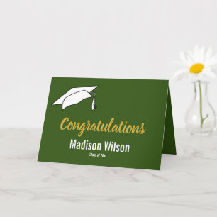Afstuderen Groen en wit gefeliciteerd Kaart