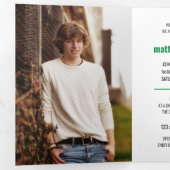 Afstuderen Groen Vet & Modern Foto Drieluik Uitnodiging (Binnenzijde eerst)