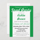 Afstuderen Groen Wit Vet Afstudeerder Uitnodiging Briefkaart (Voorkant / Achterkant)