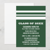 Afstuderen Groen/Wit Vetband Uitnodigen Kaart (Voorkant / Achterkant)