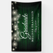 Afstuderen Groene Rustic Wood String Lights Spandoek (Verticaal)
