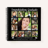 Afstuderen Guest Book 13 Photo Collage Black Notitieboek (Voorkant)