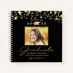 Afstuderen Guest Book 2022 Photo Black Gold Notitieboek