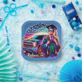 Afstuderen Guy Met Pickup Truck Custom Papieren Bordje (Feest)