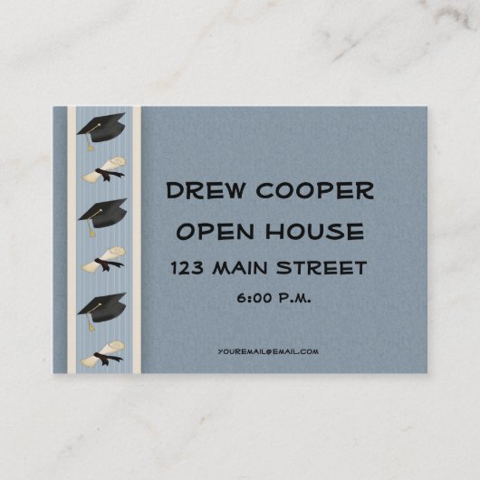 Afstuderen hand-out blauw contactkaartje (Voorkant)