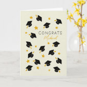 Afstuderen Handgeschreven Congrats Aangepaste naam Kaart (Gele Bloem)