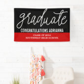 Afstuderen handgeschreven felicitaties zwart rood spandoek (Insitu)