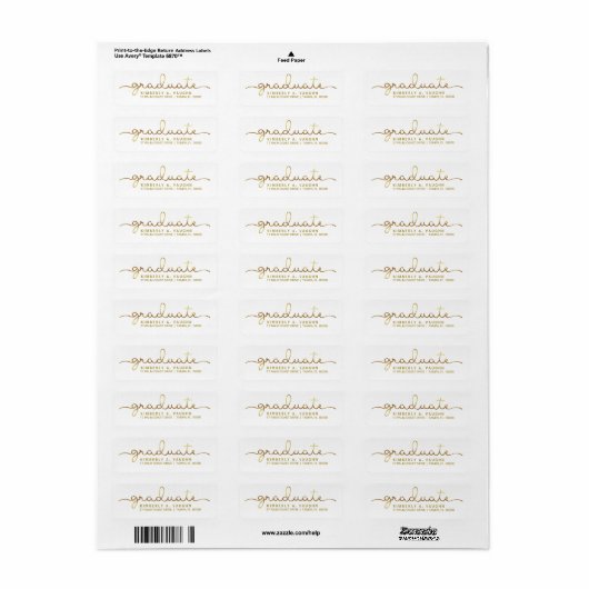 Afstuderen Handgeschreven Gold Foil Look Script Etiket (Full Sheet)