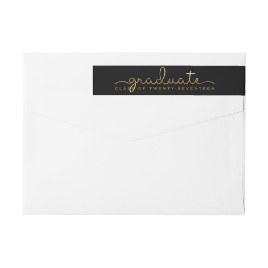 Afstuderen handgeschreven Gold Shimmer Script Wrap (Achterkant)