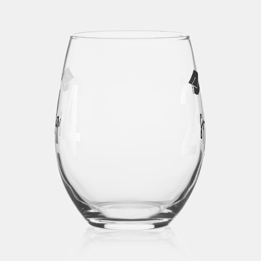 Afstuderen handtekeningscript wijnglas zonder voet (Links)