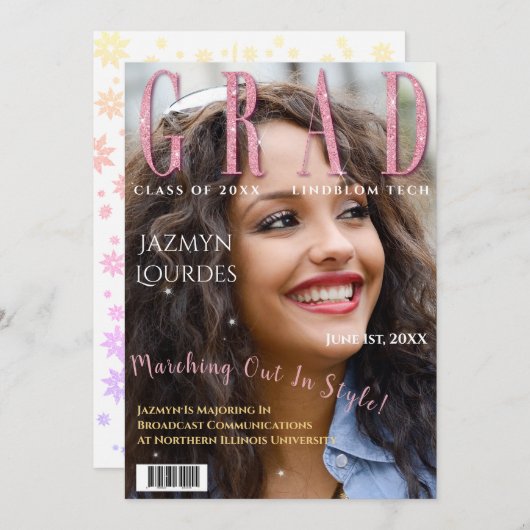 Afstuderen het Afstuderen van de Foto van het Hoes Aankondiging (Voorkant / Achterkant)