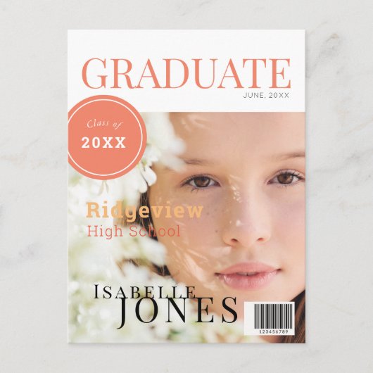 Afstuderen het Afstuderen van de Foto van Magazine Aankondigingskaart (Voorkant)