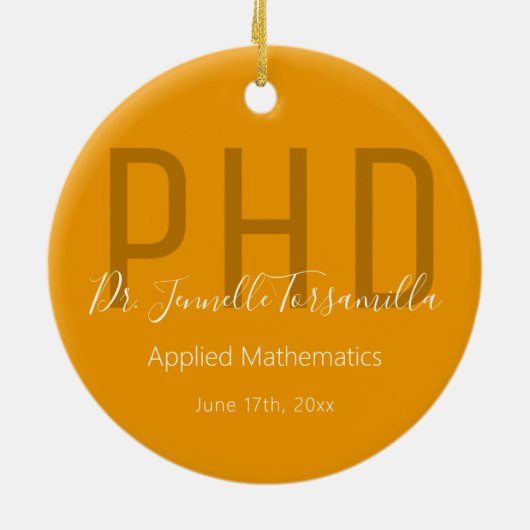 Afstuderen het Sinaasappel Wit-naamcijfer PhD Keramisch Ornament (Achterkant)