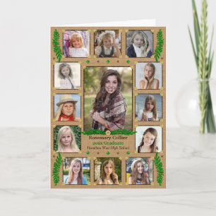 Afstuderen High School Photo Collage   Burlap Fern Kaart