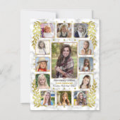 Afstuderen High School Photo Collage | Marmer Gold Magnetische Uitnodiging (Voorkant)