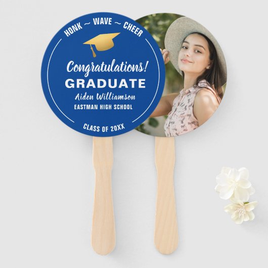 Afstuderen Honk Wave Afstudeerder Pet Aangepaste f Handwaaier (Voorkant en achterkant)