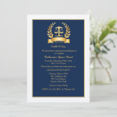 Afstuderen Honours Navy en White Invitation Kaart (Staand voorkant)