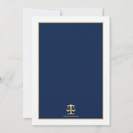 Afstuderen Honours Navy en White Invitation Kaart (Achterkant)