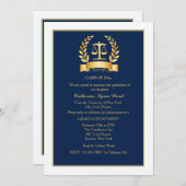 Afstuderen Honours Navy en White Invitation Kaart (Voorkant / Achterkant)