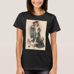 Afstuderen in vintage stijl, meisje met baret en t t-shirt