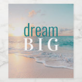 Afstuderen Inspirerend Dream Big Tropical Beach Wijn Etiket (Enkel label)