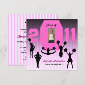 Afstuderen Invitation Cheerleader XCP194 Roze Kaart (Voorkant / Achterkant)
