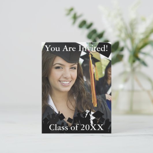 Afstuderen Invitation Class of Enter huidig jaar Uitnodiging Briefkaart (Staand voorkant)
