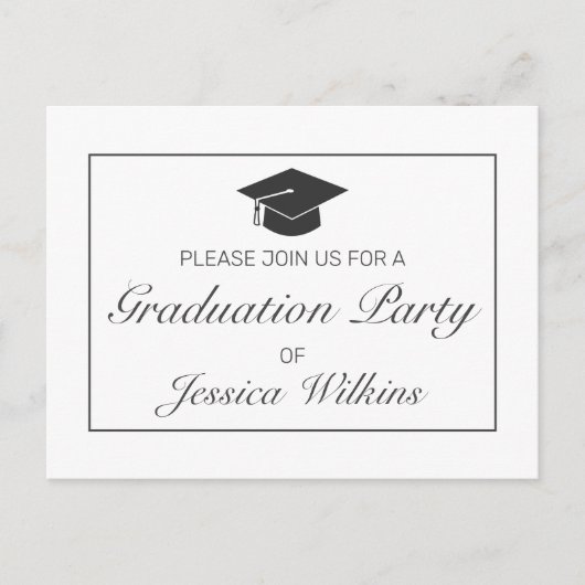 Afstuderen Invitation Modern Minimal White Briefkaart (Voorkant)