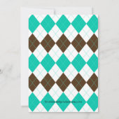 Afstuderen Invitation Prep Brown Turquoise Argyle Kaart (Achterkant)