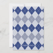 Afstuderen Invitation Preppy Blue Argyle Kaart (Achterkant)