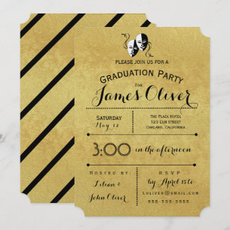 Afstuderen Invitation Theatre Major Goud en Zwart Kaart
