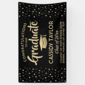 Afstuderen is gecomprimeerd Modern Black en Gold C Spandoek (Verticaal)