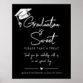 Afstuderen is Sweet Minimalist Zwart Wit Script Poster (Voorkant)