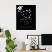 Afstuderen is Sweet Minimalist Zwart Wit Script Poster (Thuiskantoor)