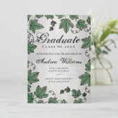Afstuderen Ivy met Silver Black Script Afstudeerde Kaart (Staand voorkant)