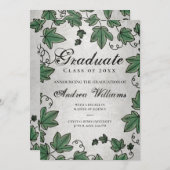 Afstuderen Ivy met Silver Black Script Afstudeerde Kaart (Voorkant / Achterkant)
