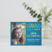 Afstuderen jaar kleurrijke middelbare school afstu briefkaart (Staand voorkant)