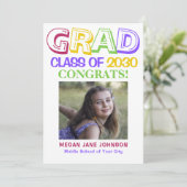 Afstuderen jaar middelbare school foto aankondigin (Staand voorkant)