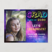Afstuderen jaar neon glow middelbare school afstud briefkaart (Voorkant)