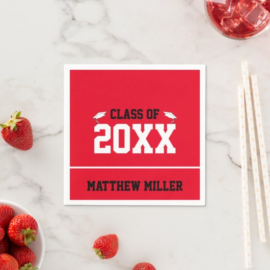 Afstuderen Jaar Rood Wit en Zwart Afstuderen Naam Servet (Insitu)