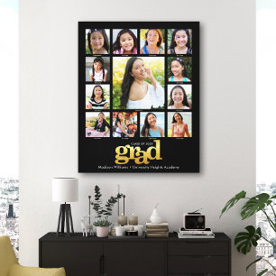 Afstuderen K-12 Foto Collage Modern Black Gold Canvas Afdruk