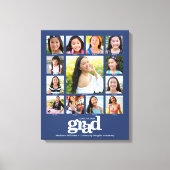 Afstuderen K-12 Foto Collage Modern Bold Blue Canvas Afdruk (Voorkant)