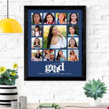 Afstuderen K-12 Foto Collage Modern Bold Blue