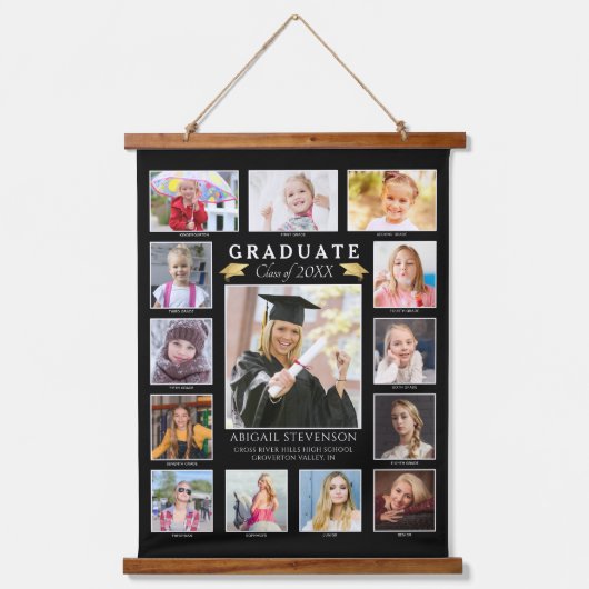 Afstuderen K-12 Fotocollage Afstuderen Keepomwille Hangend Wandkleed (Voorkant)