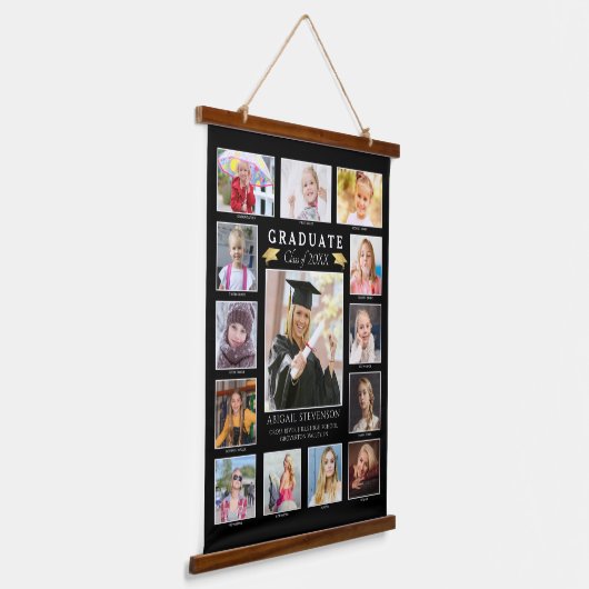 Afstuderen K-12 Fotocollage Afstuderen Keepomwille Hangend Wandkleed (Gebogen)