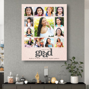 Afstuderen K-12 Fotocollage Blush Roze Vet Canvas Afdruk