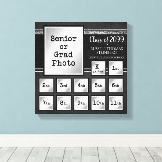 Afstuderen K-12 Foto's zwart en zilver keepomwille Canvas Afdruk (Insitu (Houten vloer))