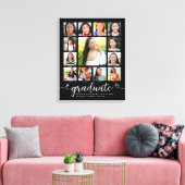 Afstuderen K-12 Modern Script Photo Collage Black Canvas Afdruk (Insitu (Woonkamer))