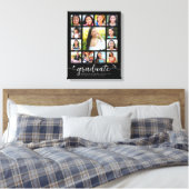 Afstuderen K-12 Modern Script Photo Collage Black Canvas Afdruk (Insitu (Slaapkamer))
